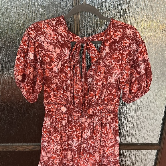 Ulla Johnson Amora Coral Floral Print Midi Dress Size 4 Ruffle Puff Sleeve - Picture 11 of 14